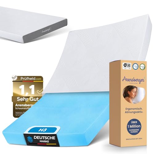 Arensberger Matratze LINA 180x200cm Höhe 11cm | atmungsaktiver NANOCELL® Gel-Schaum | Härtegrad H3 | antibakterieller Premiumbezug 240g/m² waschbar bis 60°C | Kaltschaum-Matratze 180x200 | Note 1,1