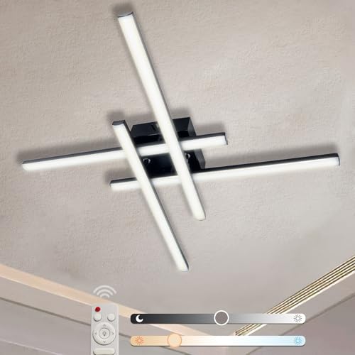 Sweier LED Deckenleuchte Dimmbar, 28W Modern Schwarze Deckenlampe 4 Eingebaute LED Boards, Deckenleuchte Speicherfunktion Geeignet für Wohnzimmer, Schlafzimmer, Küchen und Flure