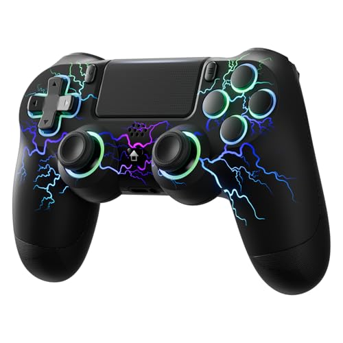 ECHTPower Wireless Controller für PS-4, RGB Controller mit Dual Vibration, 1000mAh Akku, 6-Achsen, Touchpanel, Audiobuchse, Screenshot, Gamepad kompatibel mit PS-4/Pro/Slim/PC-Leiterplatte