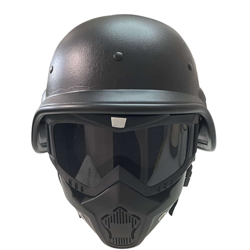 Zhiling Taktischer Paintball Airsoft Helm mit verstellbarem Kinnriemen Helm Reiten Goggles Brille mit Abnehmbarer Gesichtsmaske