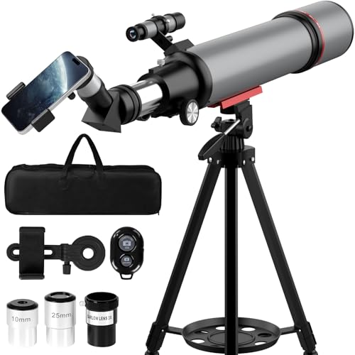 Aurosports Astronomie Teleskop Erwachsene - 90mm Aperture 600mm Refraktor Teleskop Kinder - Kinder Teleskope inklusive Linsen Handyhalterung Tragbares Stativ