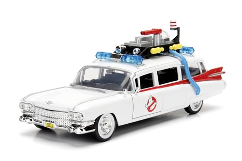 Jada Toys Ghostbuster ECTO-1, Modellauto, Spielzeugauto aus Die-cast, öffnende Türen, Kofferraum & Motorhaube, Maßstab 1:24, weiß