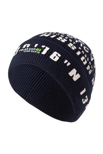 Camp David Herren Rippstrickmütze mit Logo Print und Patch Blue Navy, None
