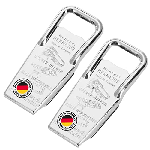 Westmark 2x Flaschenöffner- und verschließer/Kapselheber/Schraubverschlussöffner, 3-in-1, Stahl/Gummi, Hermetus, Silber/Rot, 618322E3