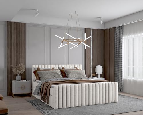 Imebel Boxspringbett 180x200 cm, Bett mit Matratze und Stauraum, Polsterbett mit Bettkasten, Boxbett 180x200 Komplett, Doppelbett mit Bonell-Matratze, Bett für Schlafzimmer VIVO
