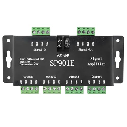 SP901E LED Pixel WS2812B WS2811 SPI Signal Amplifier Repeater für WS2813 SK6812 WS2815 WS2801 SK9822 RGB Adressierbarer LED Streifen und Dream Color Programmierbares LED Matrixfeld