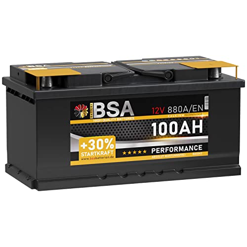 BSA Autobatterie 12v 100Ah 880A/EN +30% mehr Startkraft Starterbatterie Batterie ersetzt 85Ah 88Ah 90Ah 92Ah 95Ah