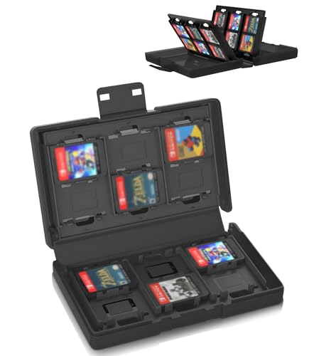 NEWZEROL 24 Slot Switch Game Card Case, Spielkarten Aufbewahrungshülle Kompatibel mit Switch 2 / Switch OLED, Lite, Tragbare Game Card Case mit 24 Spielkartenfächern
