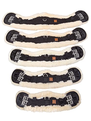 Rohn Moden Lammfell Sattelgurt Mady, Kurzgurt mit anatomischer, konkaver Sichelform für Ellenbogenfreiheit, Mondgurt für Wander-, Dressur- oder Vielseitigkeitssattel, Verschiedene Größen (80 cm)