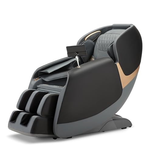 ROTAI Massagesessel, Vollkörper Zero Gravity SL-Spur Shiatsu-Massagesessel mit Heizung, Bluetooth, Fußroller, Wadenknetmassage(Schwarz)
