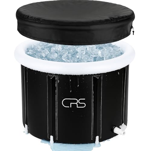CRS faltbare Badewanne für Dusche Erwachsene/Kinder | Outdoor Eisbad | faltbare Eistonne | Eisfass für innen & außen | Eiswanne für zuhause | Für Wim-Hof Methode | Tauchbecken Sauna (Schwarz 75cmØ)