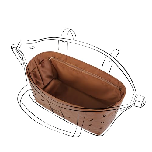 DGAZ Leichter Taschen Organizer für MCM-Liz Visetos, Seide & Dupont Papier, mit Reißverschlusstasche und Flaschenhalter, Innentasche Einsatz (Gold, Liz Visetos Small)