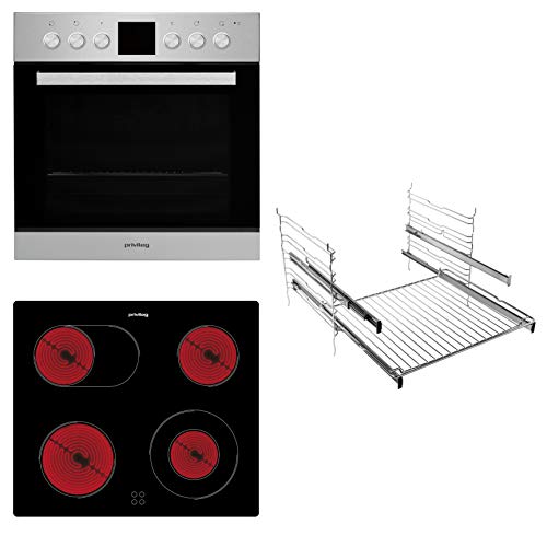 Privileg SET PV520 IN Herd-Kochfeld-Kombination / Multifunktions-Umluftherd mit 5 Funktionen / Hydrolyse-Reinigungsfunktion / Backauszug mit 2 Ebenen / A / Glaskeramik-Kochfeld / 60cm