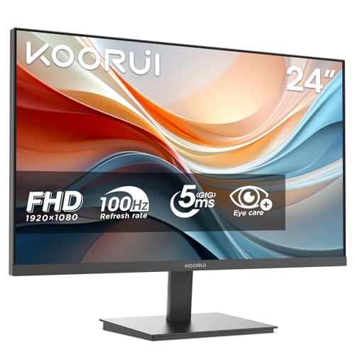 KOORUI E2412F 24 Zoll Monitor, FHD 1920 x 1080 100Hz PC Monitor, HDMI 1.4, Eye Care Bildschirm, 5ms GtG 5° bis 15° neigbar, VESA 100 x 100mm