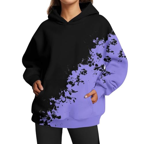 HOOUDO Damen Oversized Sweatshirt Lila 5XL Locker Casual, Seasonal