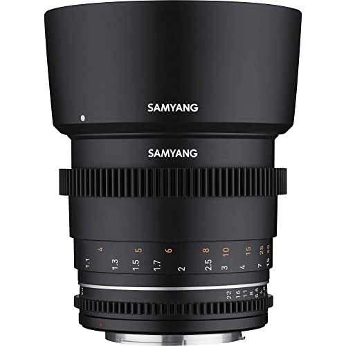 Samyang MF 85mm T1,5 VDSLR MK2 Canon RF – lichtstarkes T1,5 Tele Cine- und Video Objektiv für Canon RF Mount, 85 mm Festbrennweite, Follow Focus Zahnkränze Vollformat und APS-C, 8K Auflösung
