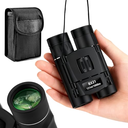 ARPDJK Kompaktes Fernglas, ultra-tragbar, faltbar, BAK-4-Prisma, grünes FMC-Objektiv, 8 x 21, Fernglas für Erwachsene, Vogelbeobachtung, Reisen und Konzerte, mit Tragetasche