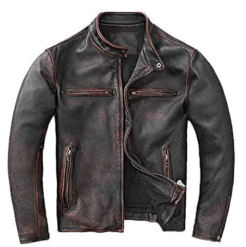 Vintage Lederjacke Herren - Schwarz | Motorrad Jacke Herren | Echtleder Bikerjacke