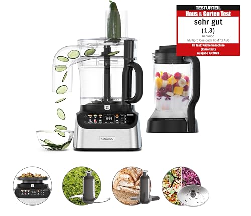 Kenwood MultiPro OneTouch FDM73.480SS Kompakt-Küchenmaschine & Standmixer, 6 Zubehörteile, 6 Automatikprogramme, Variable Geschwindigkeit & Pulse-Funktion, Integrierte Waage, 1000W, Silber