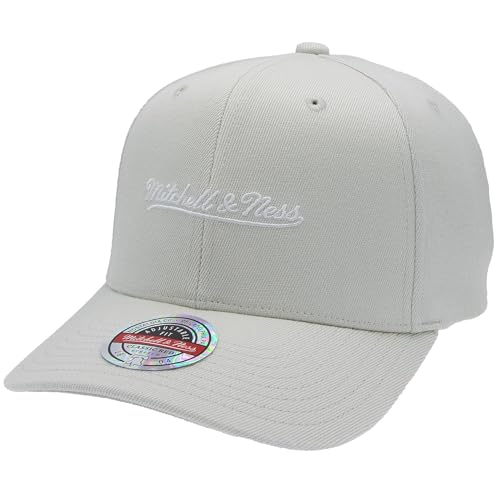 Mitchell & Ness Script Logo Baseballkappe, Classic Red Snapback Verschluß (größenverstellbar), Herren, Frauen, Kinder, Unisex, Ganzjährig (DE/NL/SE/PL, Alphanumerisch, Einheitsgröße, Grey-White)