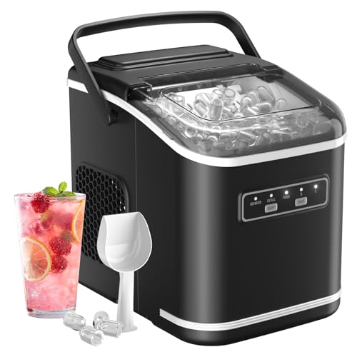 Eiswürfelmaschine, Acmeenjoy Eiswürfelbereiter Ice Maker 9 Eiswürfel in 6-8 Minuten, 12 KG in 24 H, Selbstreinigende Eiswürfelmaschine Kleine für Küche, Büro, Bar und Party