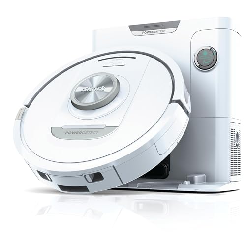 Shark PowerDetect Saugroboter mit Absaugstation, Selbstreinigend, Selbstentleerend bis zu 60 Tagen, für Tierhaare, Teppich und Hartböden, mit 3D- & LiDAR-Navigation, 14,5 cm flach, Weiß
