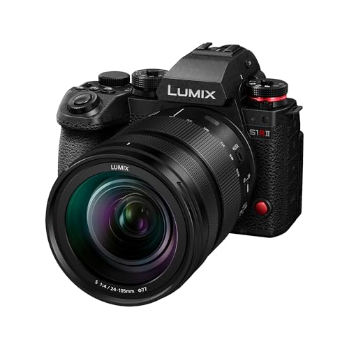 Panasonic LUMIX S1RII Systemkamera mit 24-105mm F4 Objektiv Kit, 44,3MP Vollformat-Sensor, 8K Video, Phasen-Hybrid-AF, Dual I.S., 32-Bit Audio, OLED Sucher – Kamera & Objektiv Set