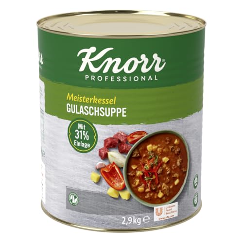 Knorr Meisterkessel Gulaschsuppe (servierfertig, authentischer Geschmack) 1er Pack (1 x 2,9 kg) /2.78l