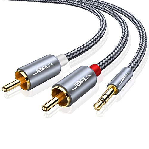 JSAUX Klinke auf Cinch Kabel, 3.5mm Klinke auf 2 Chinch Stereo Audio Aux Kabel für TV, PC, Handy, MP3-Player, Lautsprecher, Heimkino, Autoradio, Tablet, Verstärker, Soundbar- 2m