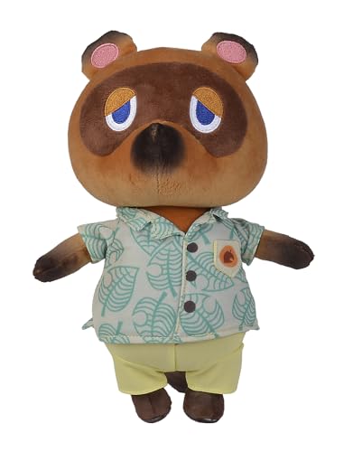 Simba 109231001 - Animal Crossing Tom Nook, 25cm Plüschtier, New Horizons, Nintendo, Plüschfigur für Kinder ab den ersten Lebensmonaten