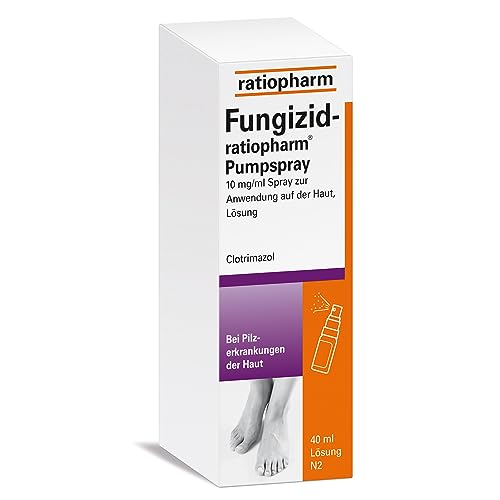 Fungizid-ratiopharm® Pumpspray mit dem Wirkstoff Clotrimazol. Zur schonenden Behandlung verschiedener Pilzerkrankungen der Haut, wie z. B. Fußpilz, 10 mg/ml Spray