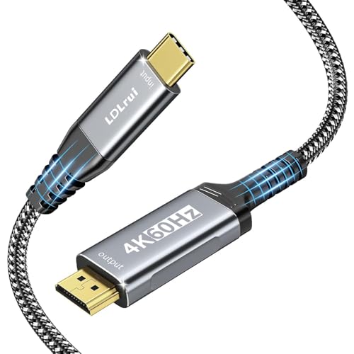 LDLrui 4K@60Hz USB C auf HDMI Kabel 3m, Type-C zu HDMI 2.0 HDR Adapter für Home-Office, Gaming, Präsentationen und TV, Kompatibel mit Thunderbolt 3/4/5, MacBook, iPad, iPhone, Samsung Galaxy