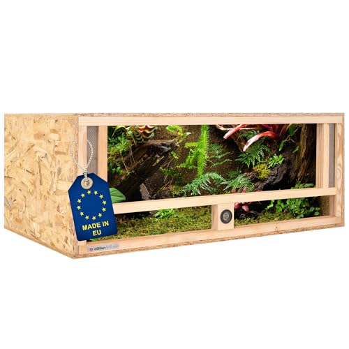ITA Holz Terrarium 100x50x40 cm mit Frontbelüftung & Integriertem Hygrometer - Holzterrarium aus OSB-3 Platten - Terrarien für Reptilien, Schlangen, Amphibien - EU Produkt, FSC Zertifiziert