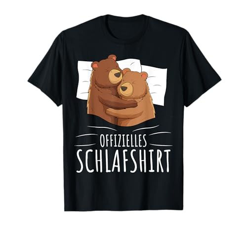 Lustige Bären Liebhaber Geschenke Offizielles Schlafshirt Bär Grizzly Braunbär T-Shirt Schwarz Klein EU Unisex Erwachsene Kurzarm Klassische Passform Cartoon