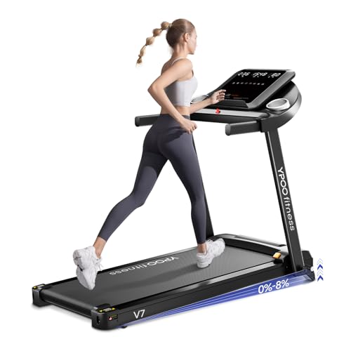 YPOO Laufband für Zuhause, Laufband Klappbar mit Steigung 8%, Laufbänder Leise bis 13km/h mit Großer Lauffläche, 2.5 HP Treadmill für Zuhause mit LED Anzeige & APP, Max Belastung 140KG