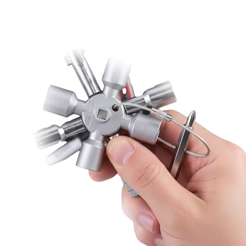 PjuQow Schaltschrankschlüssel, Universalschlüssel 10 in 1, Rettungsdienst Zubehör, Robustes Multifunktionswerkzeug für Elektriker und Handwerker, Präzisionswerkzeug mit langer Lebensdauer