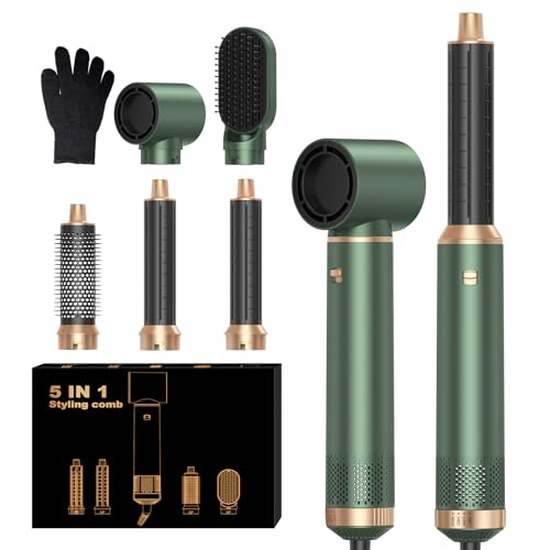 Hairstyler 5 in 1 Haarstyler Hair Styler Set, Airstyler föhn 5 in 1 Mit Rundbürstenföhn Haarstyler Warmluftbürste Föhn Lockenstab Luft Thermal Brush Für Glätten, Trocknen, Volumen, Locken