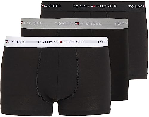 Tommy Hilfiger Herren 3er Pack Boxershorts Trunks mit Logobund, Mehrfarbig (Grey Heather/Black/White), XL