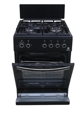 Gasline, Gas Standherd SHGG6060KGGB 60cm, Gasbackofen mit Thermostat, Grill, Umluft, WOK, Schwarz, Erdgas, LPG