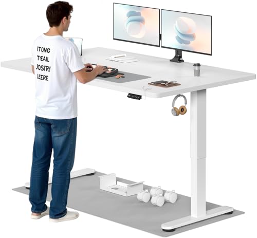 TRIUMPHKEY Höhenverstellbarer Schreibtisch, 180x80cm, Elektrisch Stehschreibtisch mit Dualmotor, Touchscreen,USB-A & Kabelmanagement,25mm Einteilige Tischplatte,ergonomischer Bürotisch, Weiß