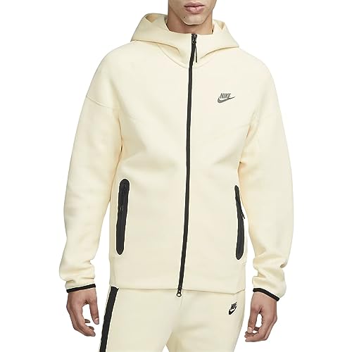 Nike Herren Top M Nk Tch FLC Fz Wr Hoodie, Kokosmilch/Schwarz, FB7921-113, S