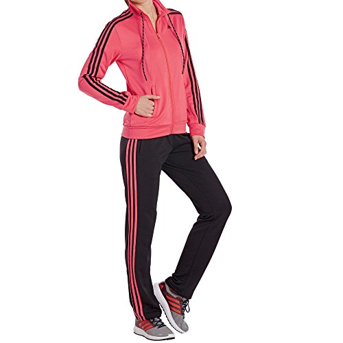 adidas Damen Trainingsanzug Essentials 3-Stripes, rosa/schwarz, L, 4055343975801
