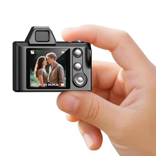 Mini Schlüsselanhänger Digitalkamera – Maxmango 1,3-Zoll 1080P Fotokamera Retro Kamera mit 64 GB Speicher, Ultraportable Kamera, Taschenformat für Reisen, Vlogging und Unterhaltung (Schwarz)