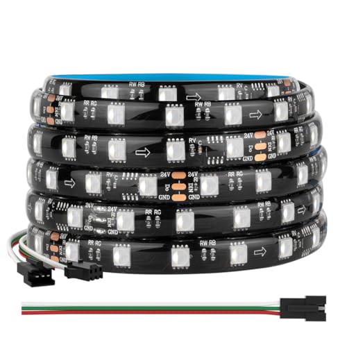 BTF-LIGHTING WS2814 IC RGBW RGBW RGB+Kaltweiß adressierbar DC24V 16.4FT 60LED/m 10Pixel/m Flexibel 4 Farben in 1 LED-Streifen IP65 für Innendekoration (ohne Adapter oder Controller)