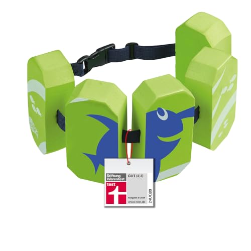 BECO Schwimmgürtel Kinder 3-6 Jahre, einstellbare Schwimmhilfe für Kinder mit 5 Blockelementen & Sicherheitsverschluss, Schwimmtrainer geeignet für 19-30 kg, Farbe: Grün