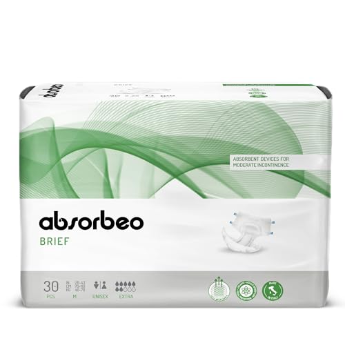 Absorbeo Windel EXTRA 30 Stück, Saugfähiges Hilfsmittel für Mittlere Blasenschwäche, Absoluter Komfort, Totaler Schutz, Anti-Odour-System, Vollständig Atmungsaktiv, Unisex, Größe M
