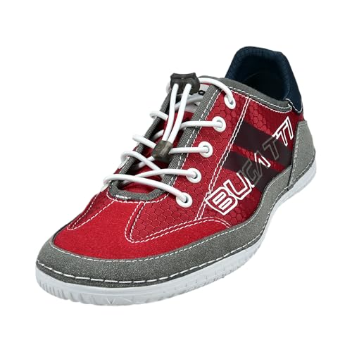 bugatti man Herren Low-Top Sneaker, Männer Schnürer, Wechselfußbett,Freizeitschuhe,Laufschuhe,Freizeit,leger,sportlich,Men,red (3000),43 EU/EU UK