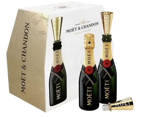 Moët & Chandon Champagne AT HOME PACK 12% Vol. 6x0,2l in Geschenkbox mit Bottle Sippers