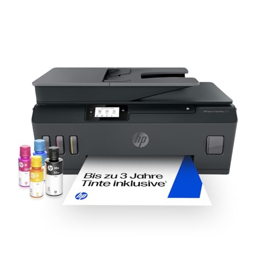 HP Smart Tank Plus 570 3-in-1 Multifunktionsdrucker (WLAN; ADF; Touchscreen) – 3 Jahre Tinte inklusive, 3 Jahre Garantie, großer Tintentank, hohe Reichweite, Drucken in hoher Qualität