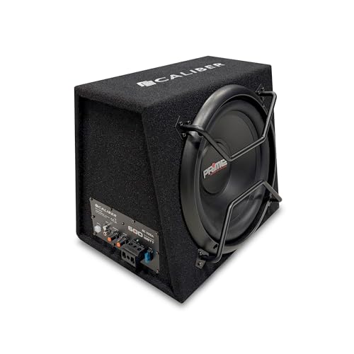 Caliber Subwoofer Aktiv Set für Auto - 12 Zoll Bassbox mit Verstärker 600W Spitzenleistung, 200W RMS - Active Autolautsprecher Set inkl. Endstufe für Autoradio - Kraftvoller Bass für Car - Schwarz